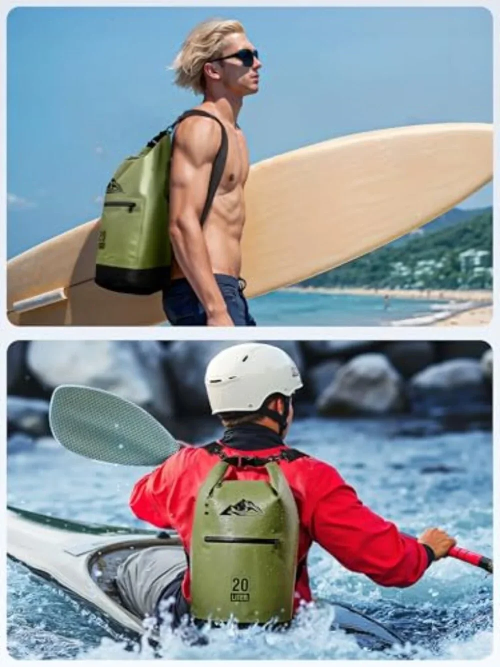 Waterproof Dry Bag Backpack Roll Top PVC for Kayaking Boating Camping Travel